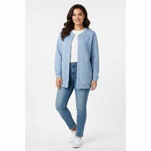 Blair Women's Size 2XL Blue Snap Closure Long Jacket Coat Textured  Knit